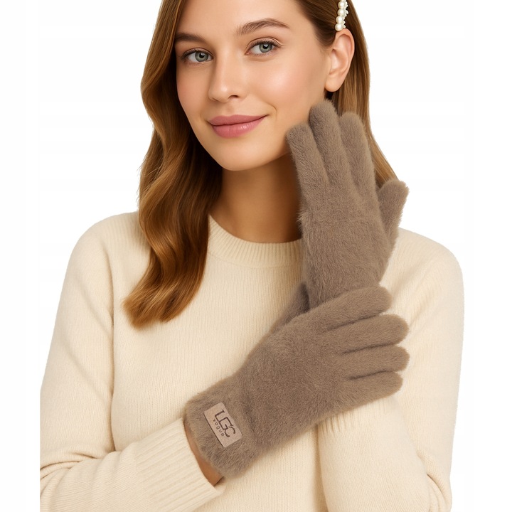 Női téli kesztyű, Cappuccino barna