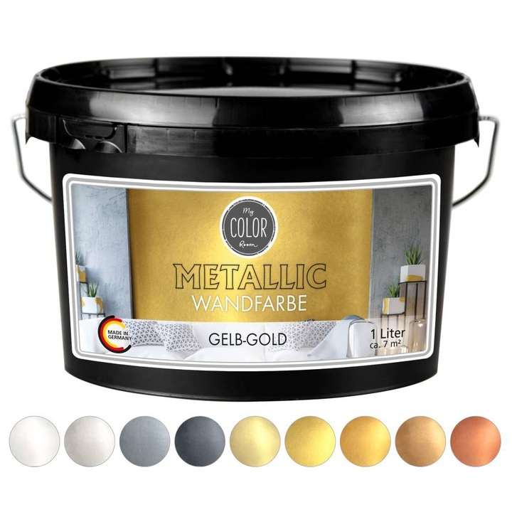 Vopsea decorativa cu efect metalic pentru pereti, My COLOR Room by Viva Decor, 1L Alb perlat (cochilie)