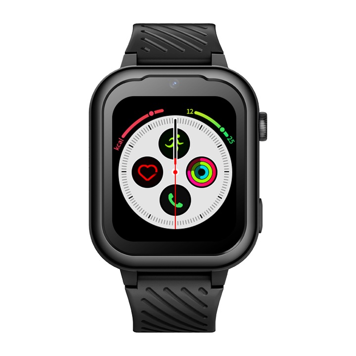 Ceas Smartwatch Copii 4G cu Cartela SIM si Apel Video Wonlex KT24S, GPS, Ecran 1.4 Inch, Baterie 900 mAh, SOS, IP67 Negru