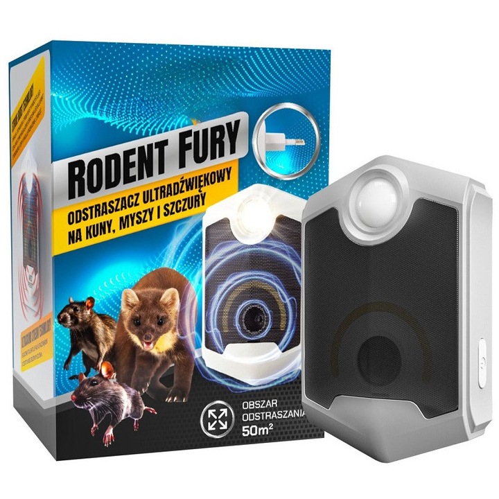 Уред против мишки, плъхове 50 кв.м, вътрешен - ултразвукова светлина Blitz Light