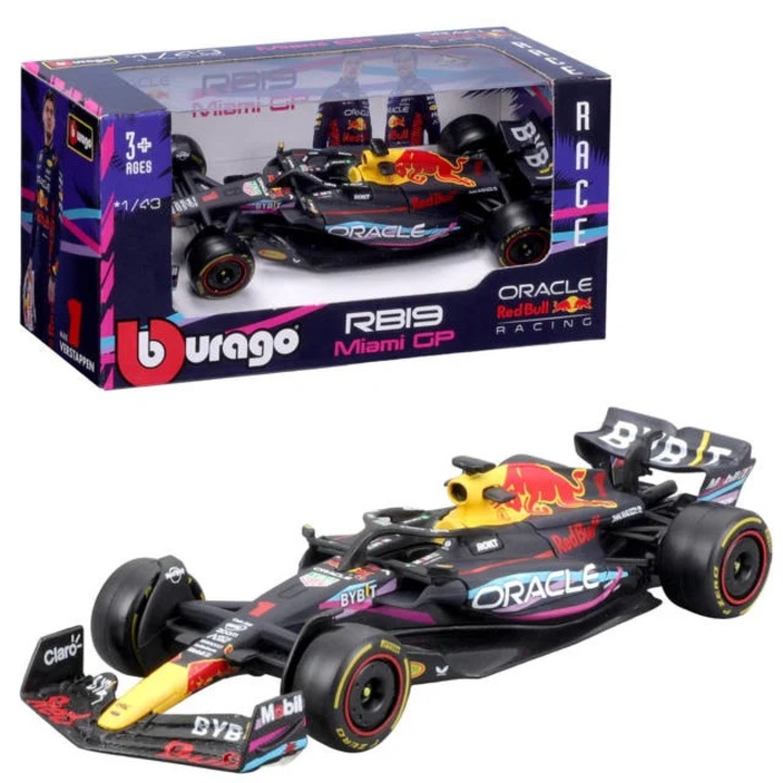 Macheta Formula 1 Red Bull RB19 #1 Verstappen Miami GP 2023 - 1/43 Bburago