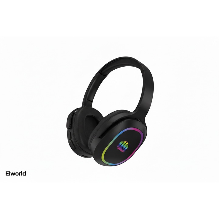 Casti wireless Elworld M9, microfon, bass stereo puternic, negru