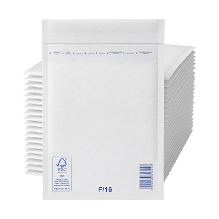 Set 100, Plicuri cu bule, Neopak, VP F16, cu folie cu bule, autoadeziv, din hartie, Alb, 240 mm x 350 mm