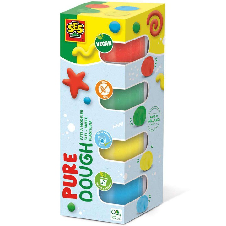 Set 4 cutii plastelina SES Creative - Pure