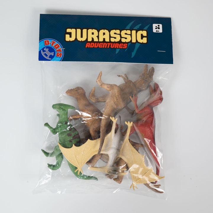 Set figurine dinozauri, TOLO, 6 modele, rezistente, multicolor