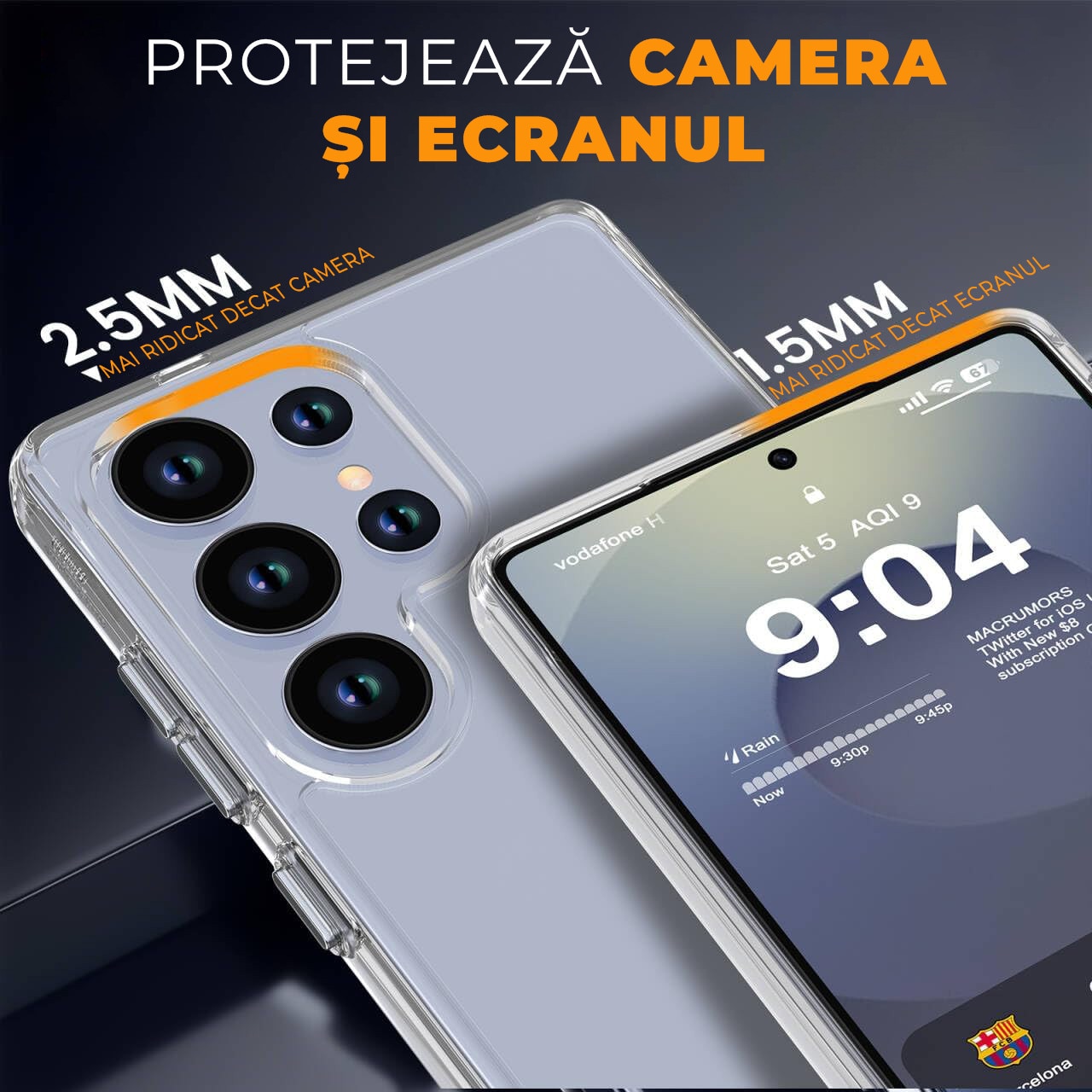 Husa pentru Samsung Galaxy S26 Ultra Daden® Transparent Clear, Protectie Camera, Antisoc, Transparenta