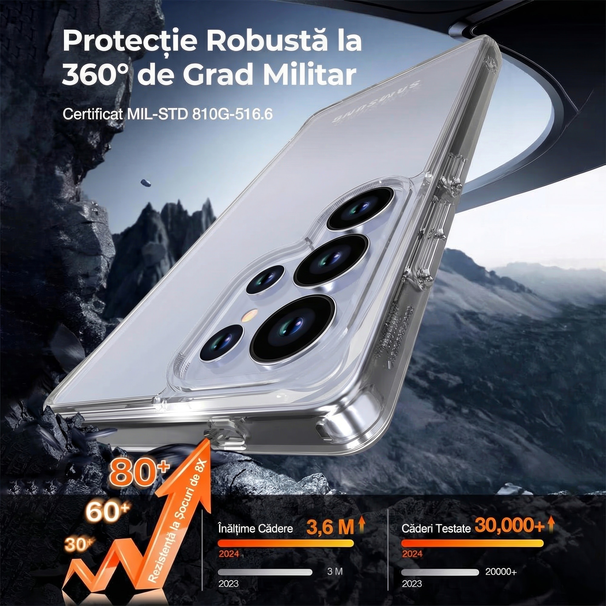 Husa pentru Samsung Galaxy S26 Ultra Daden® Transparent Clear, Protectie Camera, Antisoc, Transparenta