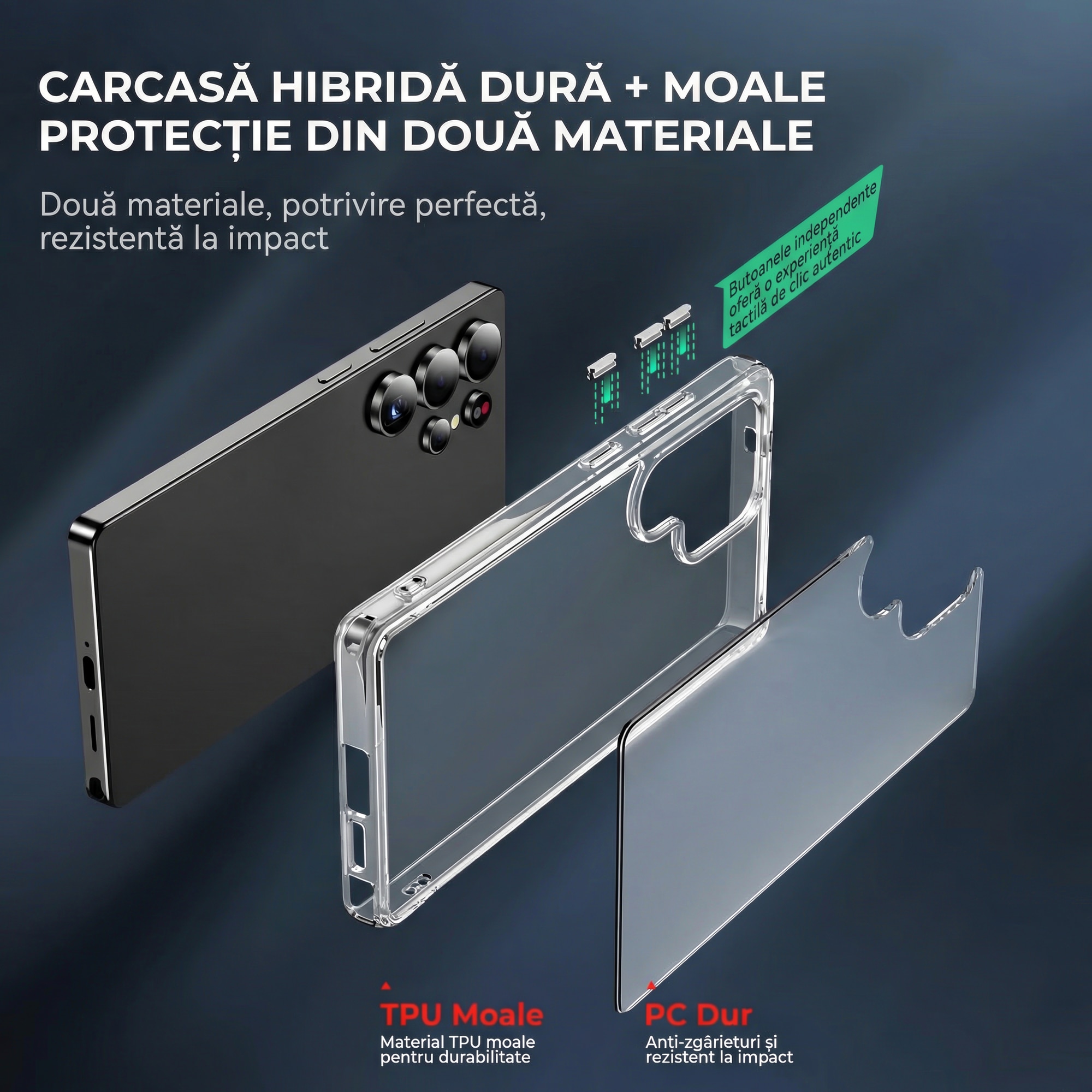 Husa pentru Samsung Galaxy S26 Ultra Daden® Transparent Clear, Protectie Camera, Antisoc, Transparenta
