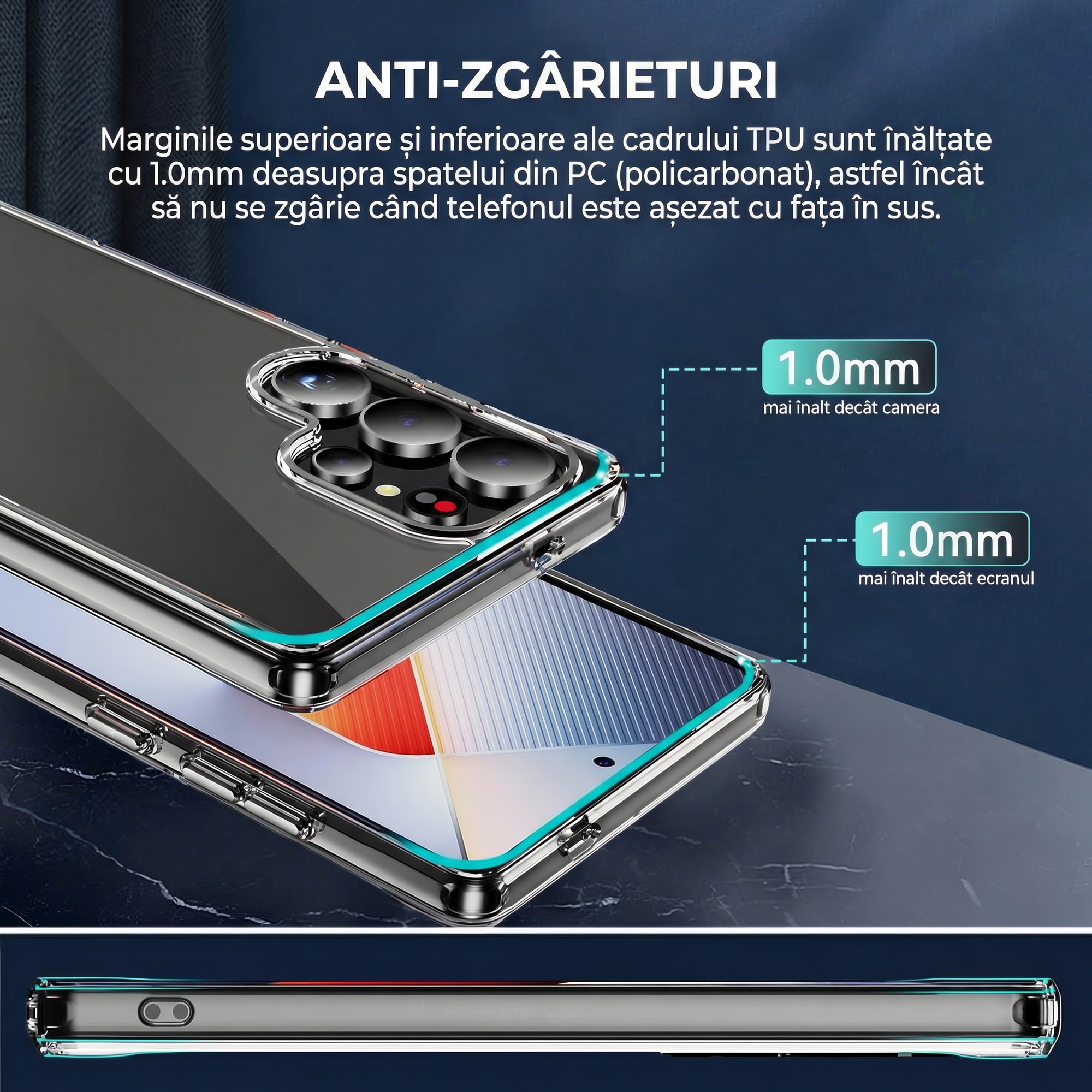 Husa pentru Samsung Galaxy S26 Ultra Daden® Transparent Clear, Protectie Camera, Antisoc, Transparenta