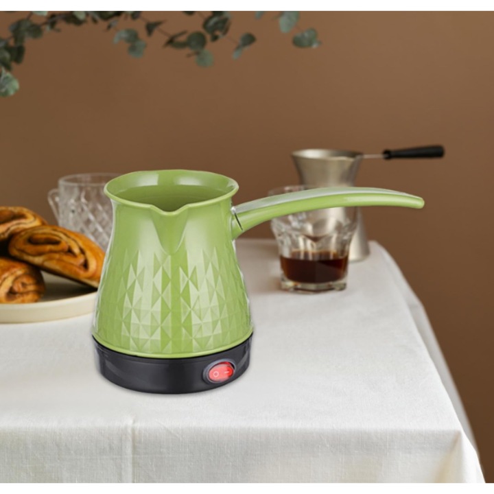 Ibric electric 500 ml, 500W, incalzire rapida pentru cafea turceasca, ceai si lapte, model compact, verde