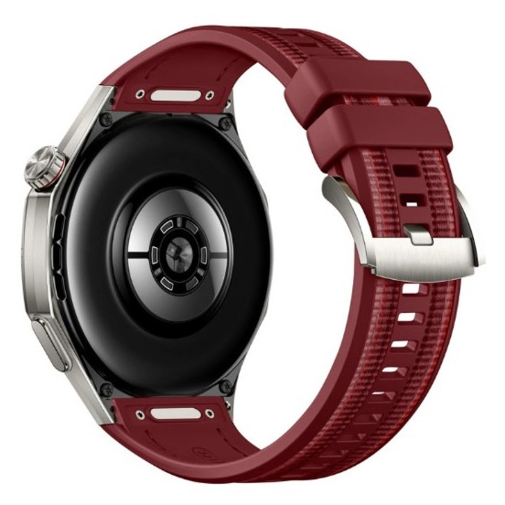 Curea Ceas 22mm compatibila Huawei Watch GT6 Pro (46mm), PHN Mag, Silicon cu Insertie Textila, Rosu