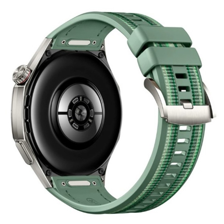 Curea Ceas PHN Mag 22mm Silicon cu Insertie Textila Verde/Greens, pentru Huawei Watch GT6 Pro, Hibrida, 46mm