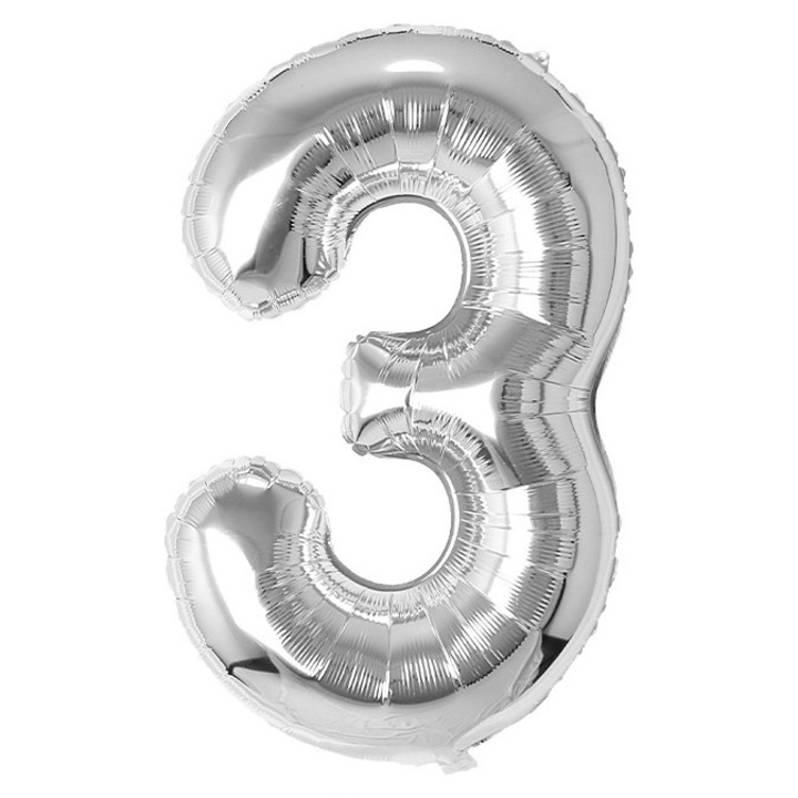 Fólia lufi szám, 102cm, Ezüst