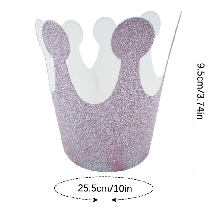 6 darab karton korona szett, ezüst csillámos