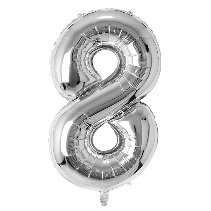 Fólia lufi szám, 102cm, Ezüst