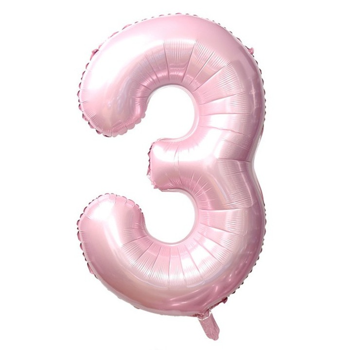 Fólia lufi szám, 102cm, Babarózsaszín