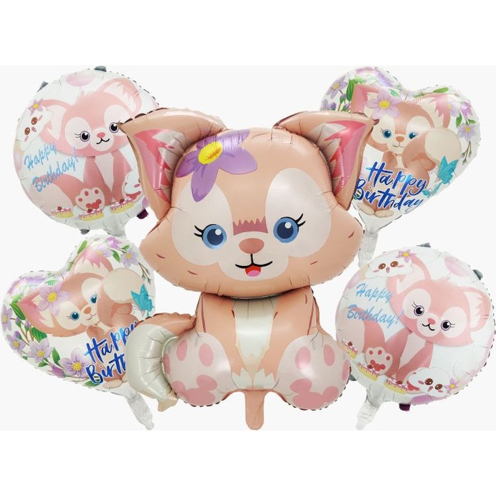 Комплект от 5 фолиеви балона Лисица