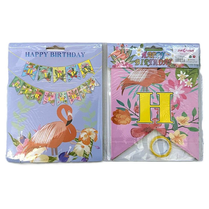 Happy Birthday dekoratív banner, 230*19cm