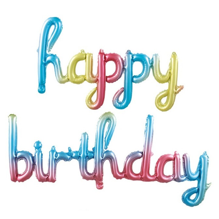 Фолиев балон с надпис Честит рожден ден, многоцветен