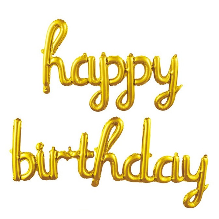 Фолиев балон надпис Happy Birthday Златен