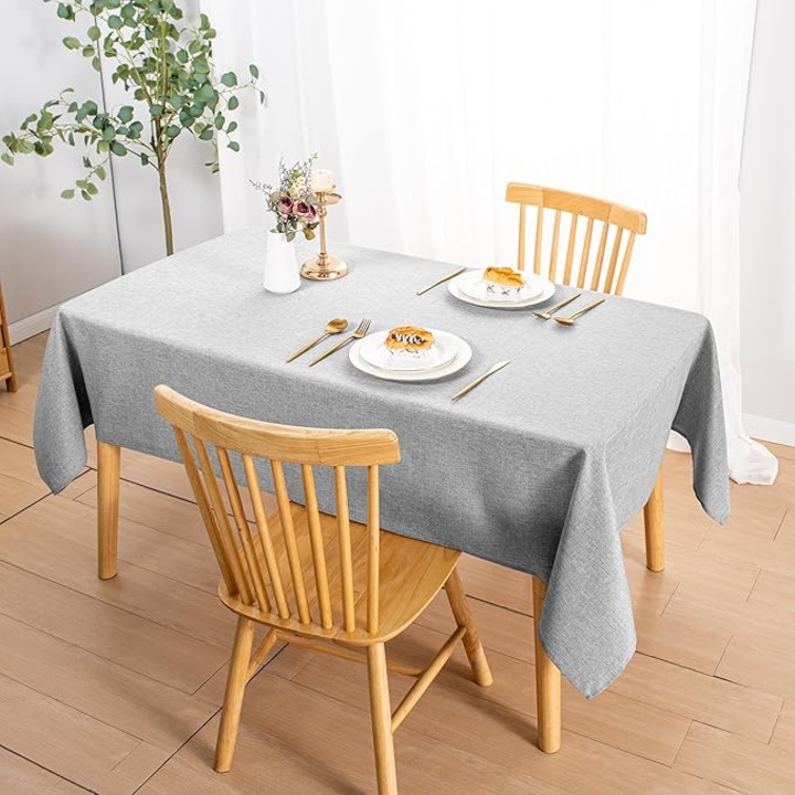 Fata de masa bumbac teflonat, rustic uni gri 150 x 220 cm