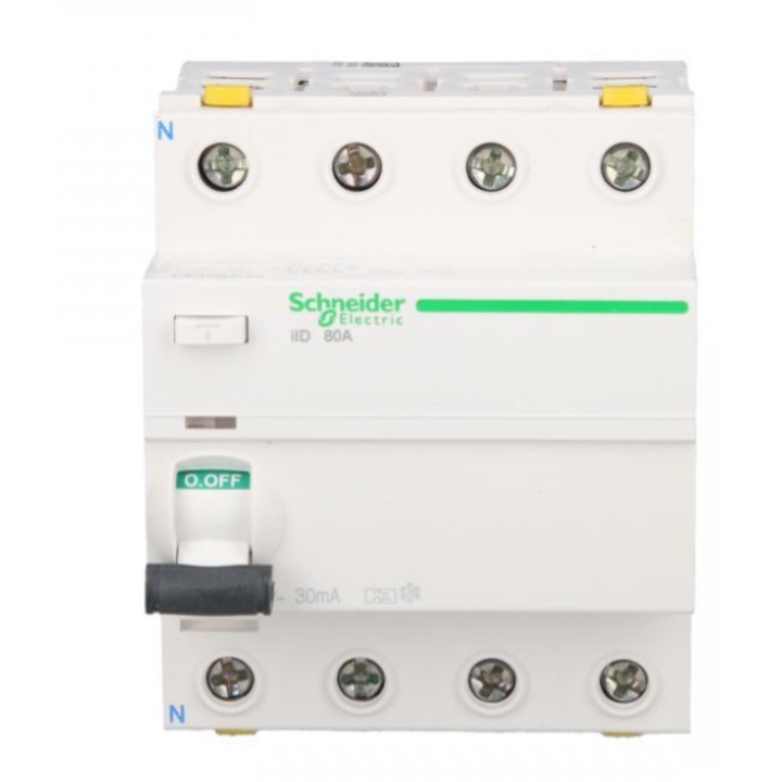Dispozitiv de protectie diferentiala 4P 80A 0,03A tip A, Schneider, Acti9, IP20, 85x75x70mm