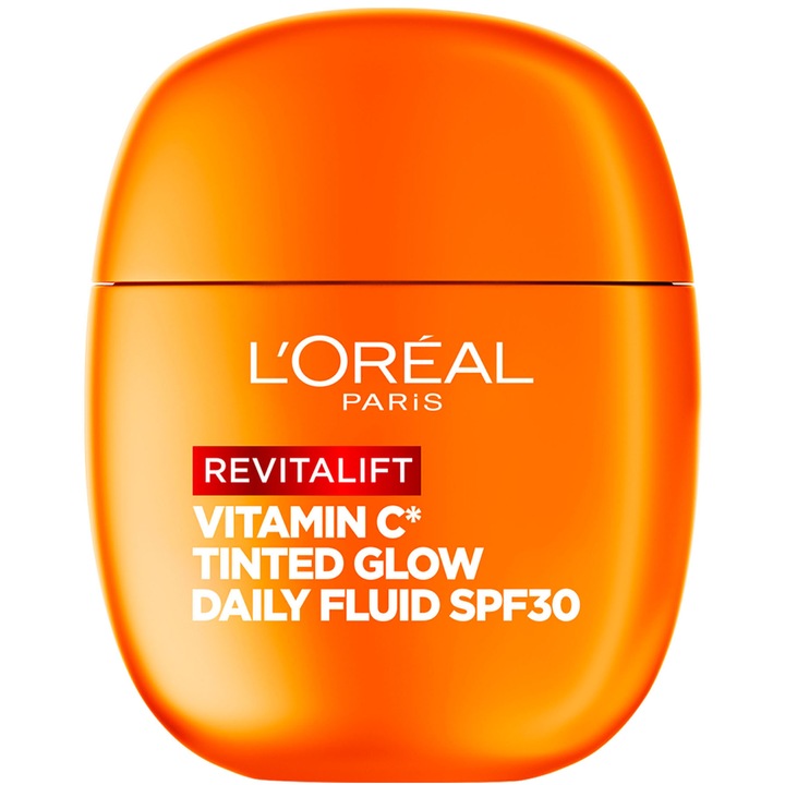 Fluid zilnic cu factor de protectie solara SPF 30 L'Oreal Paris Revitalift, usor colorat si iluminator, contine Vitamina C si Vitamina E, 40 ml