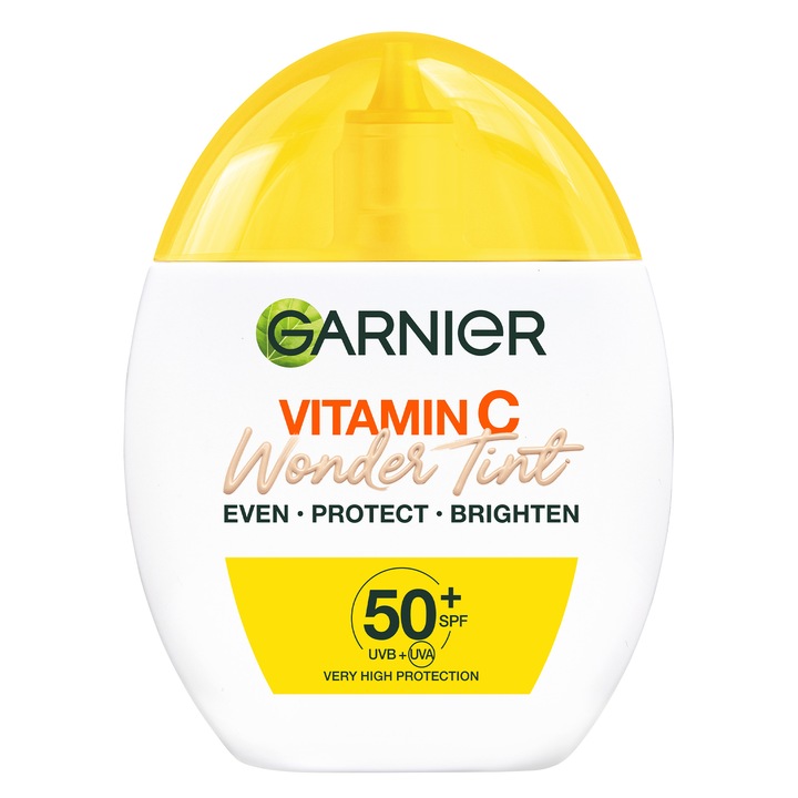 Fluid nuantator Garnier cu SPF50+, imbogatit cu Vitamina C, nuanta deschisa, 40ml