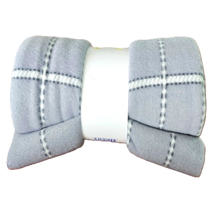 Patura polar Kotonia Home - Decor geometric, cu doua fete, 130x180 cm, gri - 06