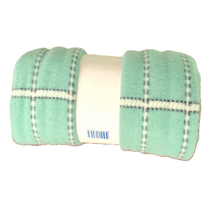 Patura polar Kotonia Home - Decor geometric, cu doua fete, 130x180 cm, verde fistic - 03