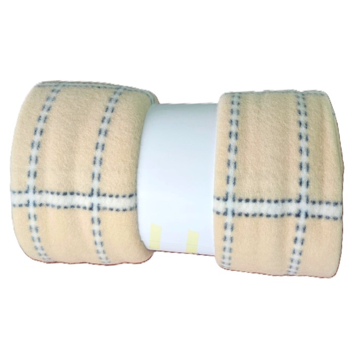 Patura polar Kotonia Home - Decor geometric, cu doua fete, 130x180 cm, cacao - 02