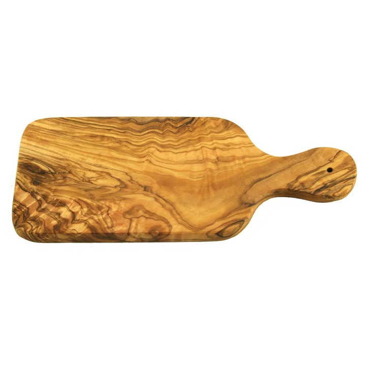 Tocator pentru ierburi aromatice din lemn de maslin, cu maner, 23x10 cm, grosime 1.2 cm