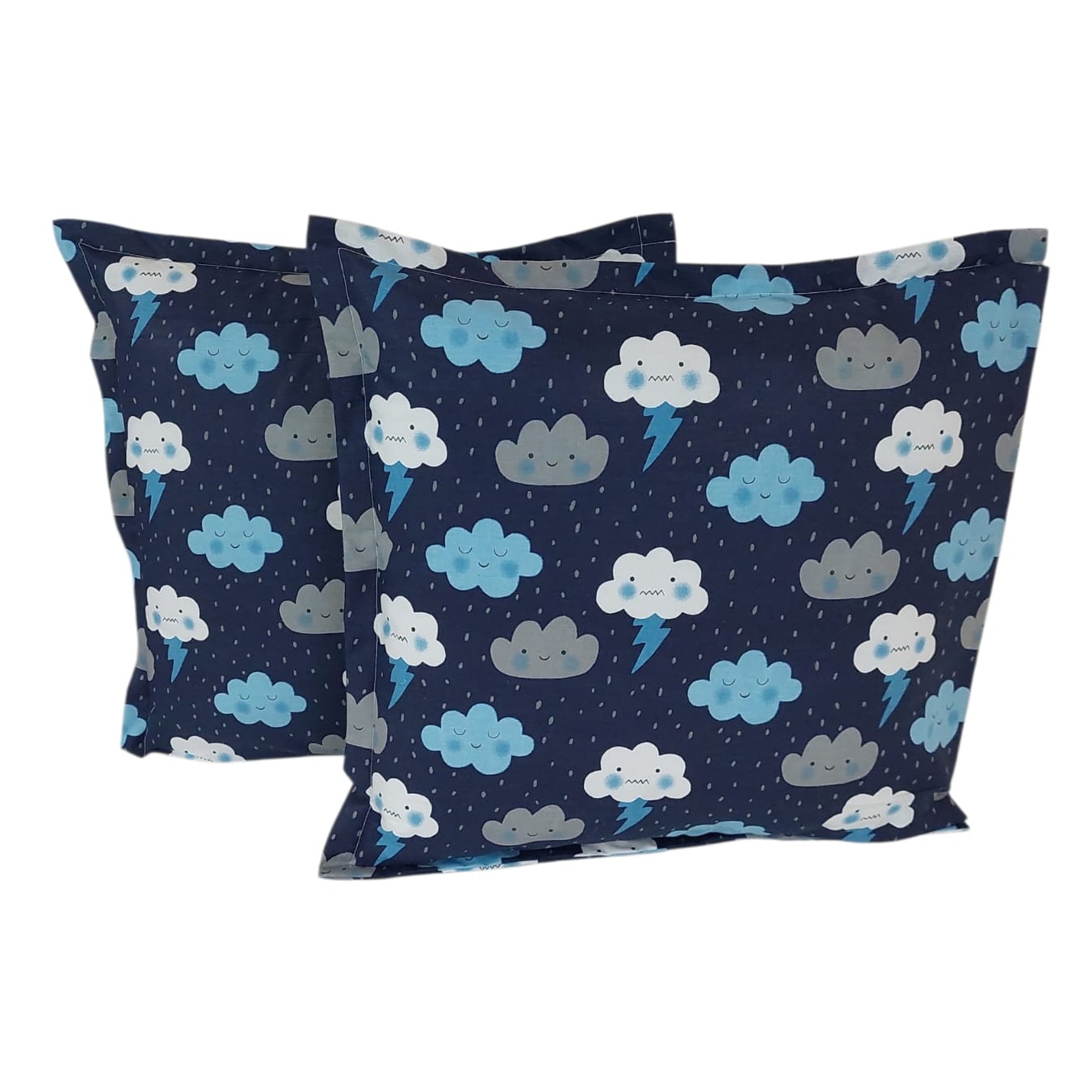 Fețe de pernă copii - Set 2 fete perna, 30x40 cm, M501 Norisori albastru inchis, 100% bumbac tip ranforce, Albatex Home