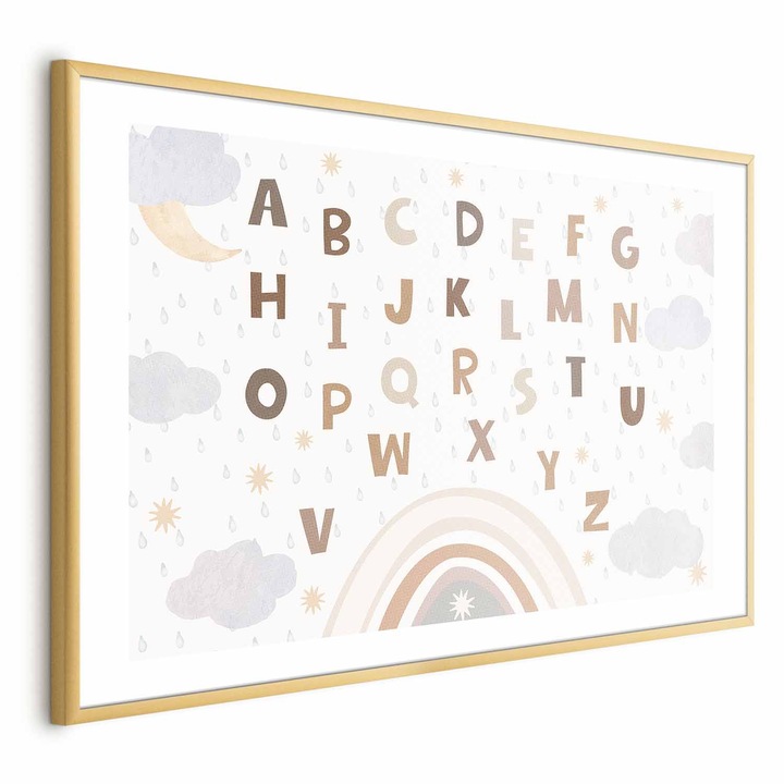 Poster Rama aurie cu margine - Letters in Muted Colors - 30 x 21 cm