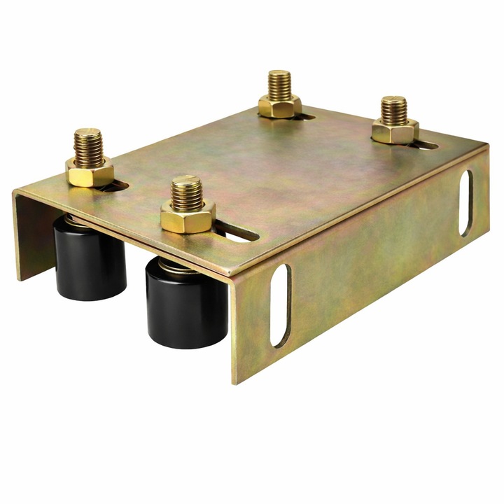 Ansamblu ghidare poarta culisanta autoportanta, AVI®, 4 role Ø30 mm, reglabil, placi tip L 20 x 10 cm, laterale 7 cm cu gauri prindere, AVI-5241