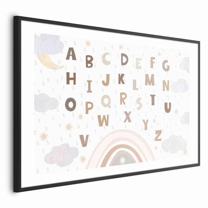 Fekete keretes poszter - Betűk tompított színekkel - 60 x 40 cm