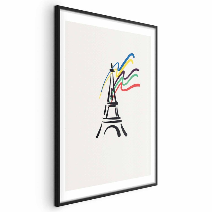Poster Rama neagra cu margine - Eiffel Tower and Colors - 29.7 x 42 cm
