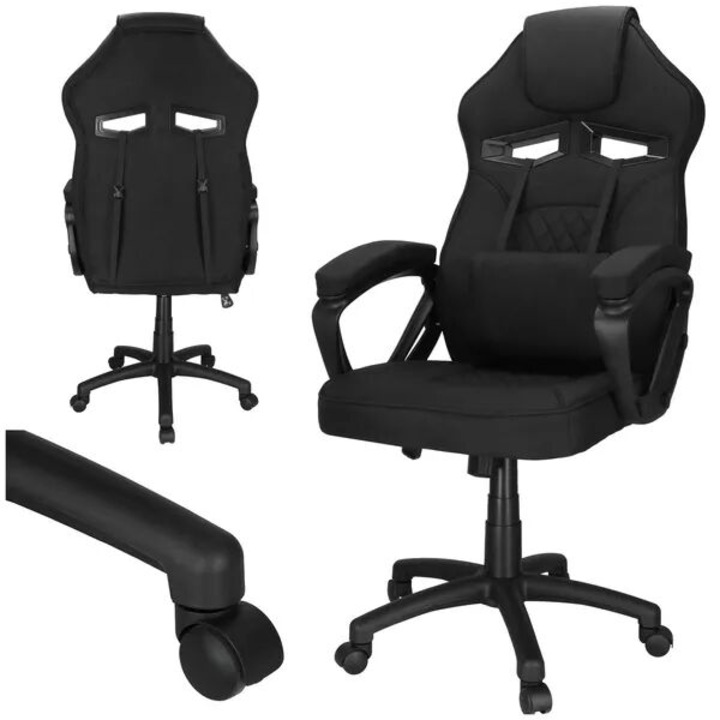 Scaun birou ergonomic SPRINGOS HDF negru, functie de balansare, 150 kg, 52x48cm