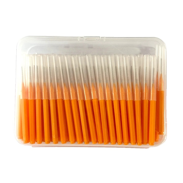 Interdentális kefék, 120 darab, zöld, 0.8mm, tartós fogantyú