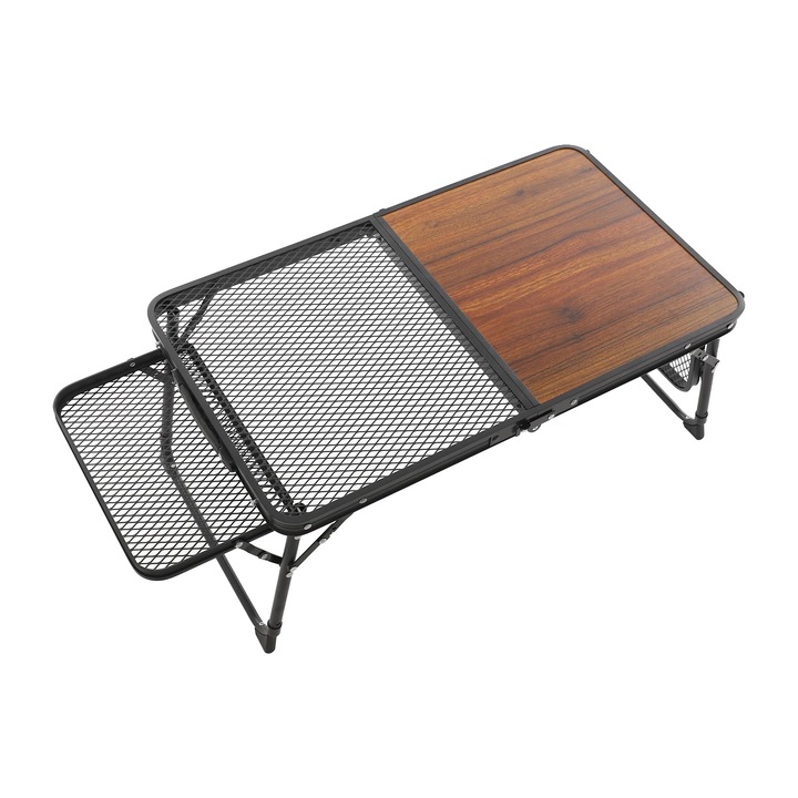 Masa de camping, design pliabil, ajustabil pe inaltime, neagra, 66x66cm