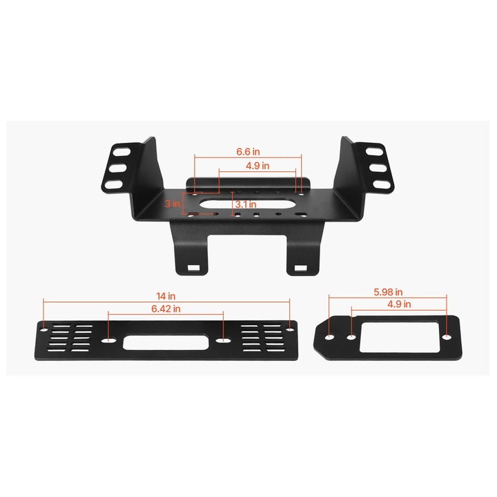 Suport pentru troliu, constructie din otel rezistent, optiuni de montare versatile, Polaris Ranger, 2000-3600 lbs