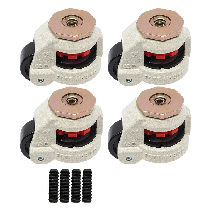 Roti pentru mobila, capacitate mare de incarcare, rotire la 360 de grade, alb, set de 4 bucati