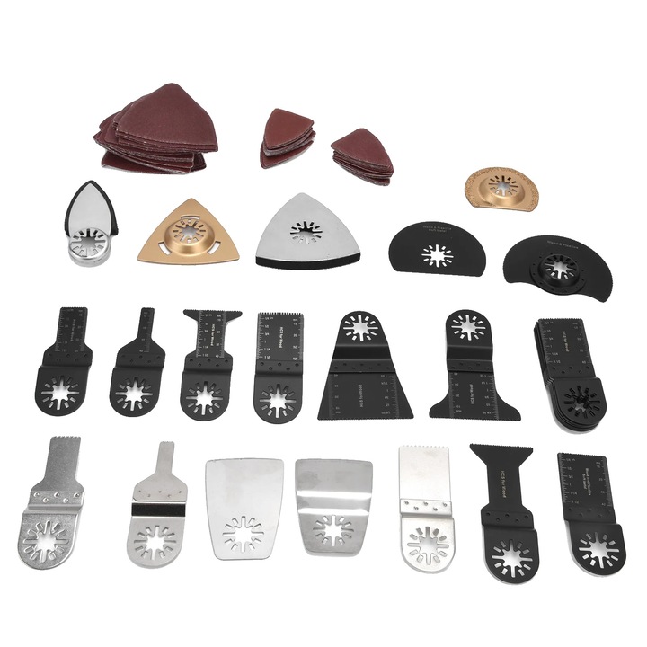 Set de 105 piese de lame pentru feronerie, design cu eliberare rapida, compatibile cu multitool, multicolor