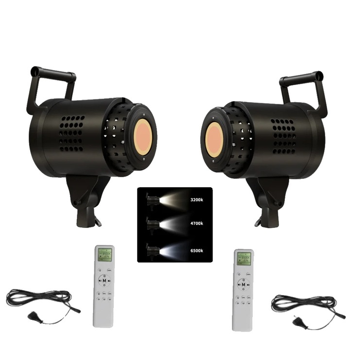 Stativ de lumina, inaltime ajustabila, design pliabil, 135W, set de 2 bucati, 23x125cm, 3kg