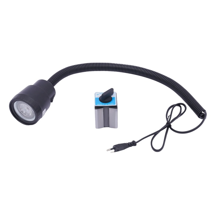 LED работна лампа, магнитна основа, гъвкав маркуч, черна, 50см, 5W