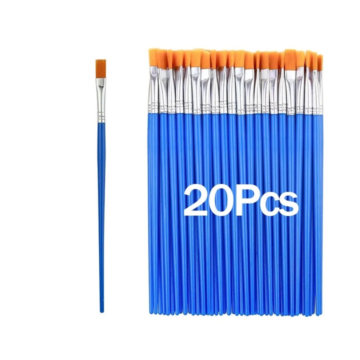 Vízfesték ecsetkészlet, 20 db, nylon szőr, könnyen tisztítható, 17cm