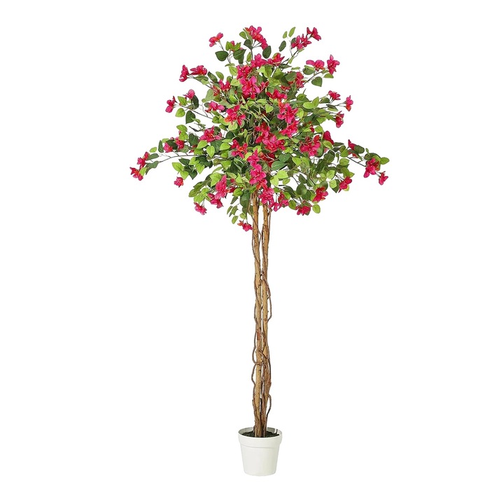 Copac artificial Bougainvillea, 2 piese, roz, 180cm
