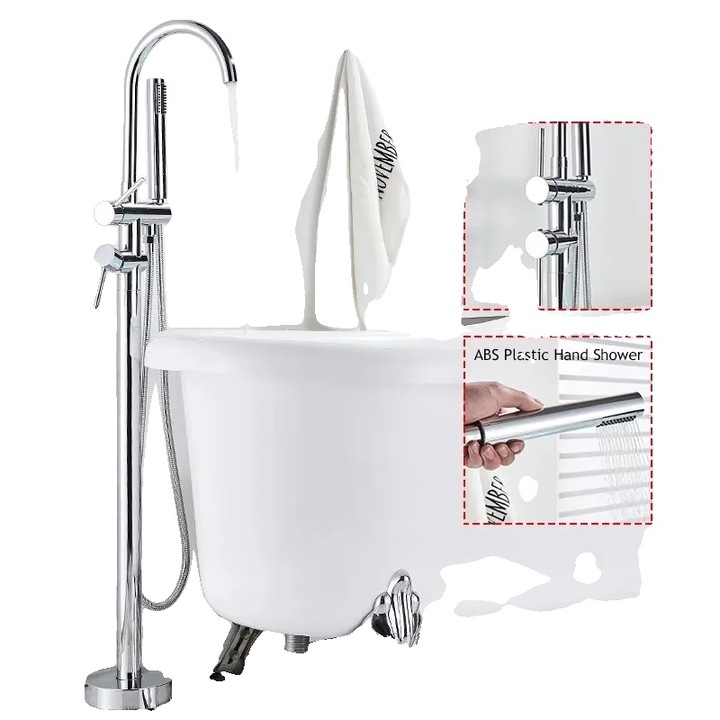 Kádcsaptelep, padlóra szerelhető, kétkaros kivitel, króm