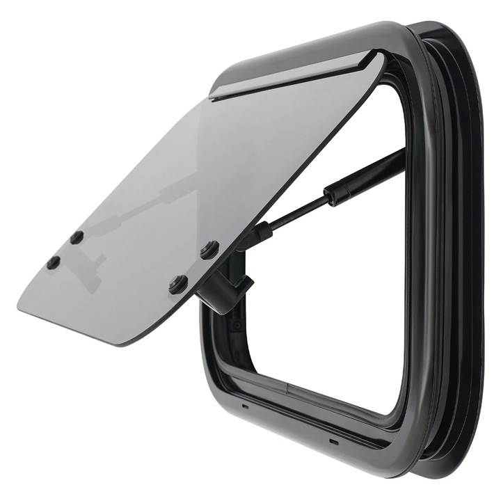 Fereastră rabatabilă pentru autorulota, 50x30cm, deschidere 85, sticlă securizată, neagră