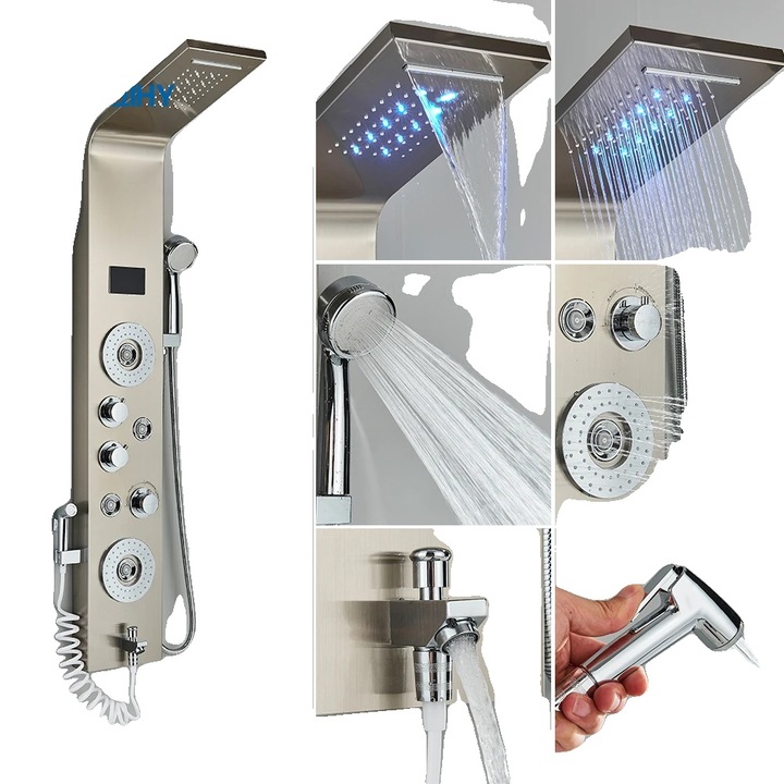 Baterie sanitara, Nickel 8006, caracteristica de ploaie, otel inoxidabil, montare simpla